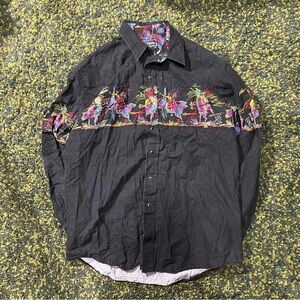 Roper Vintage Western Cowboy Black Pearl Button Up (L)